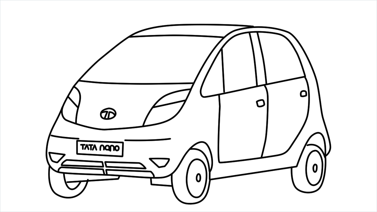 How to draw Tata nano step by step for beginners