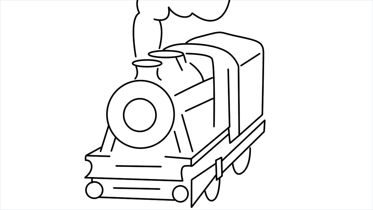 How to draw Train engine step by step for beginners